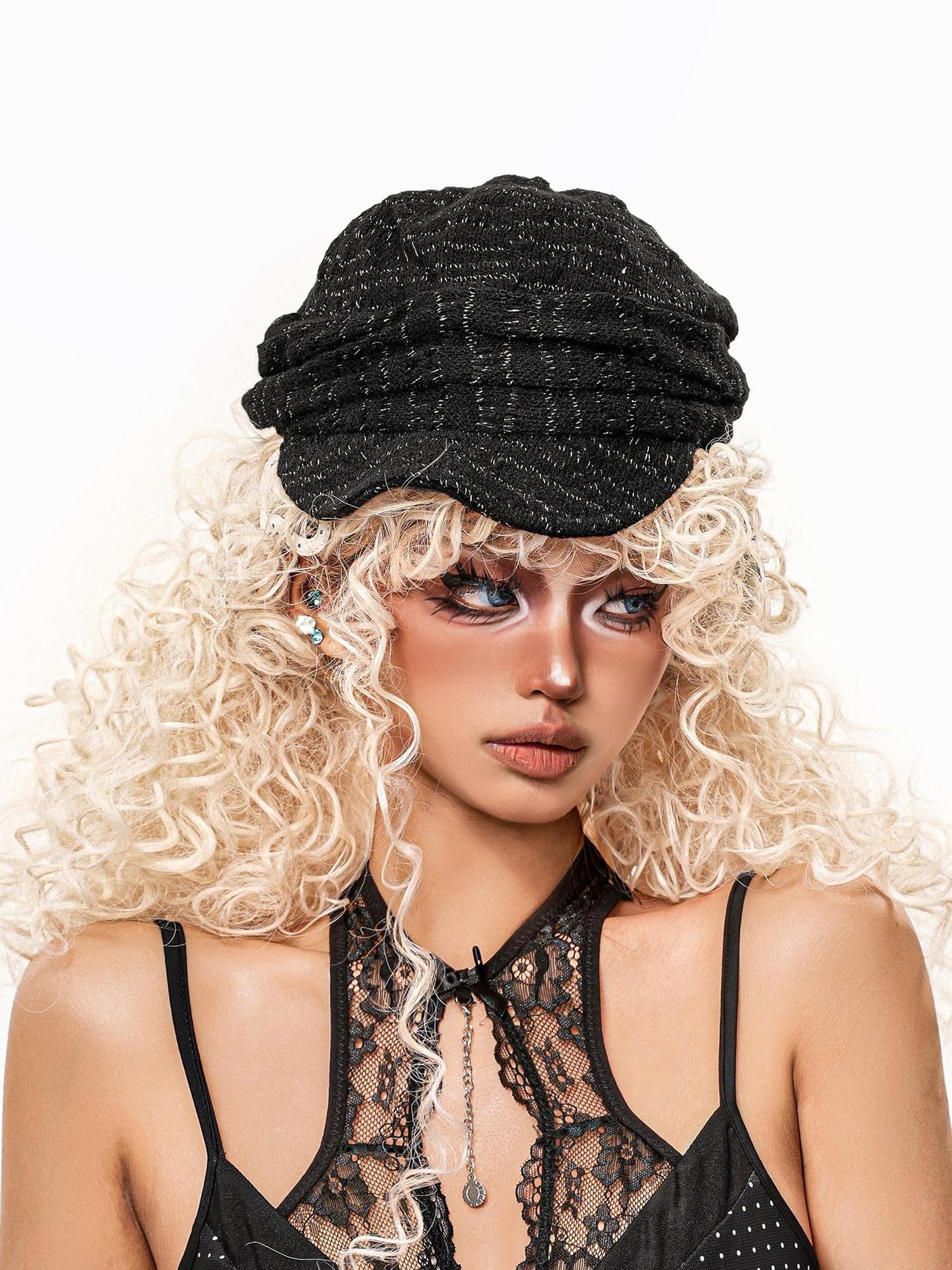 sugartiger Caramel Leopard Knitted Vintage Stacked Curved Brim Women's Berets