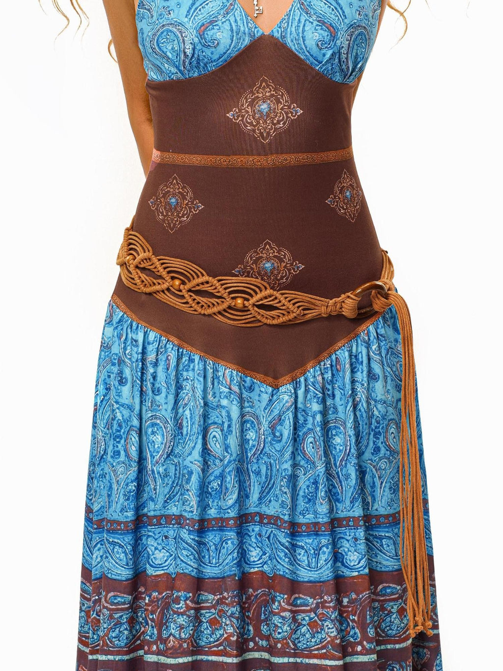 sugartiger Caramel Leopard Northwest Ethnic Handmade Crochet Woven Vintage Women's Belts