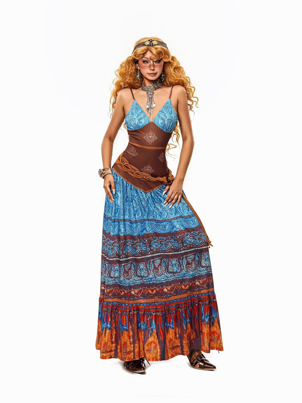 sugartiger Caramel Leopard Northwest Ethnic Handmade Crochet Woven Vintage Women's Belts