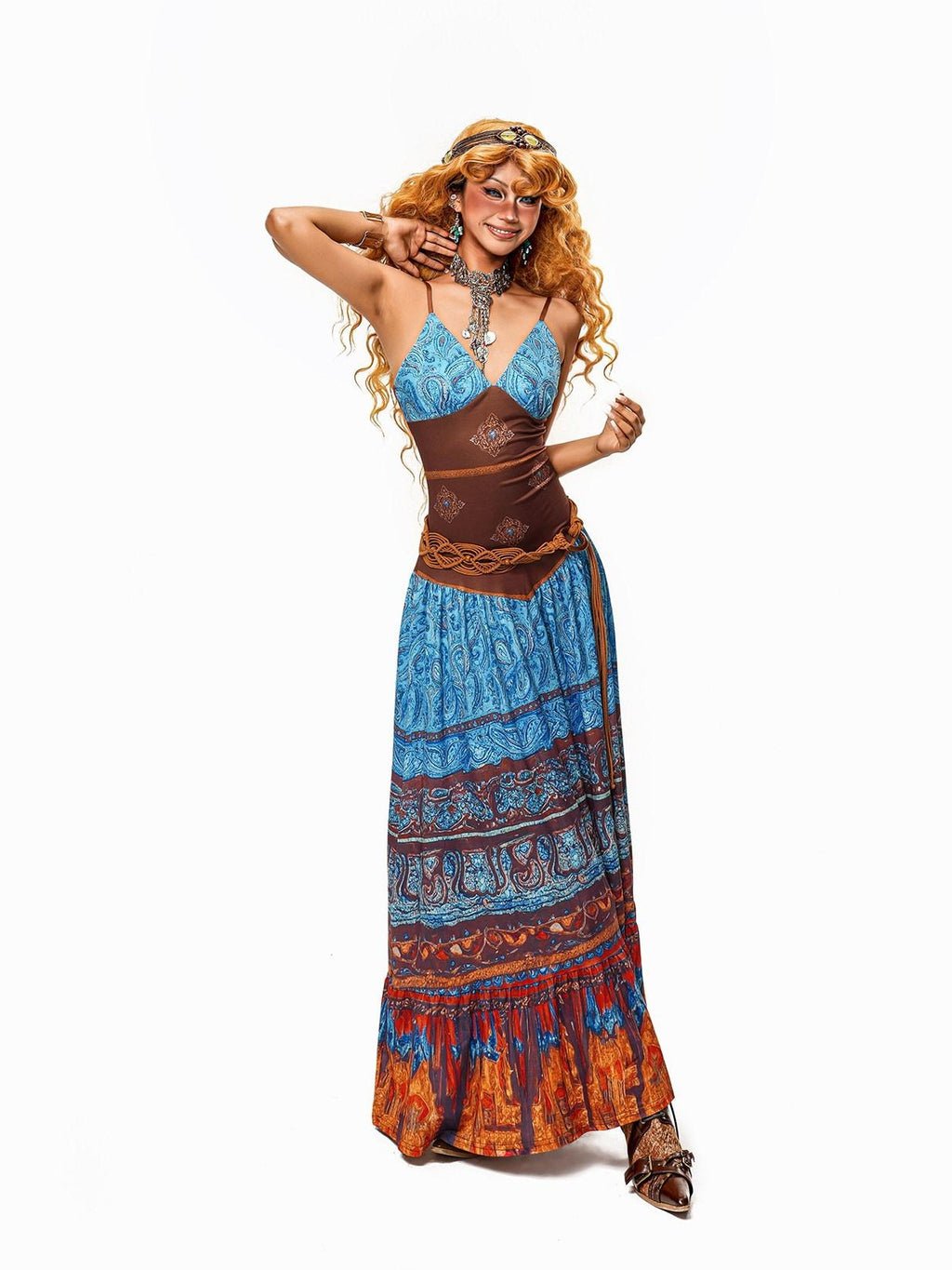 sugartiger Caramel Leopard Northwest Ethnic Handmade Crochet Woven Vintage Women's Belts