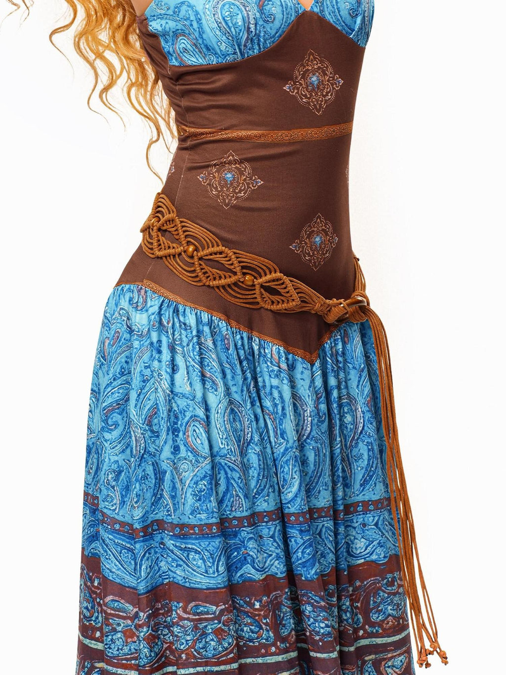 sugartiger Caramel Leopard Northwest Ethnic Handmade Crochet Woven Vintage Women's Belts
