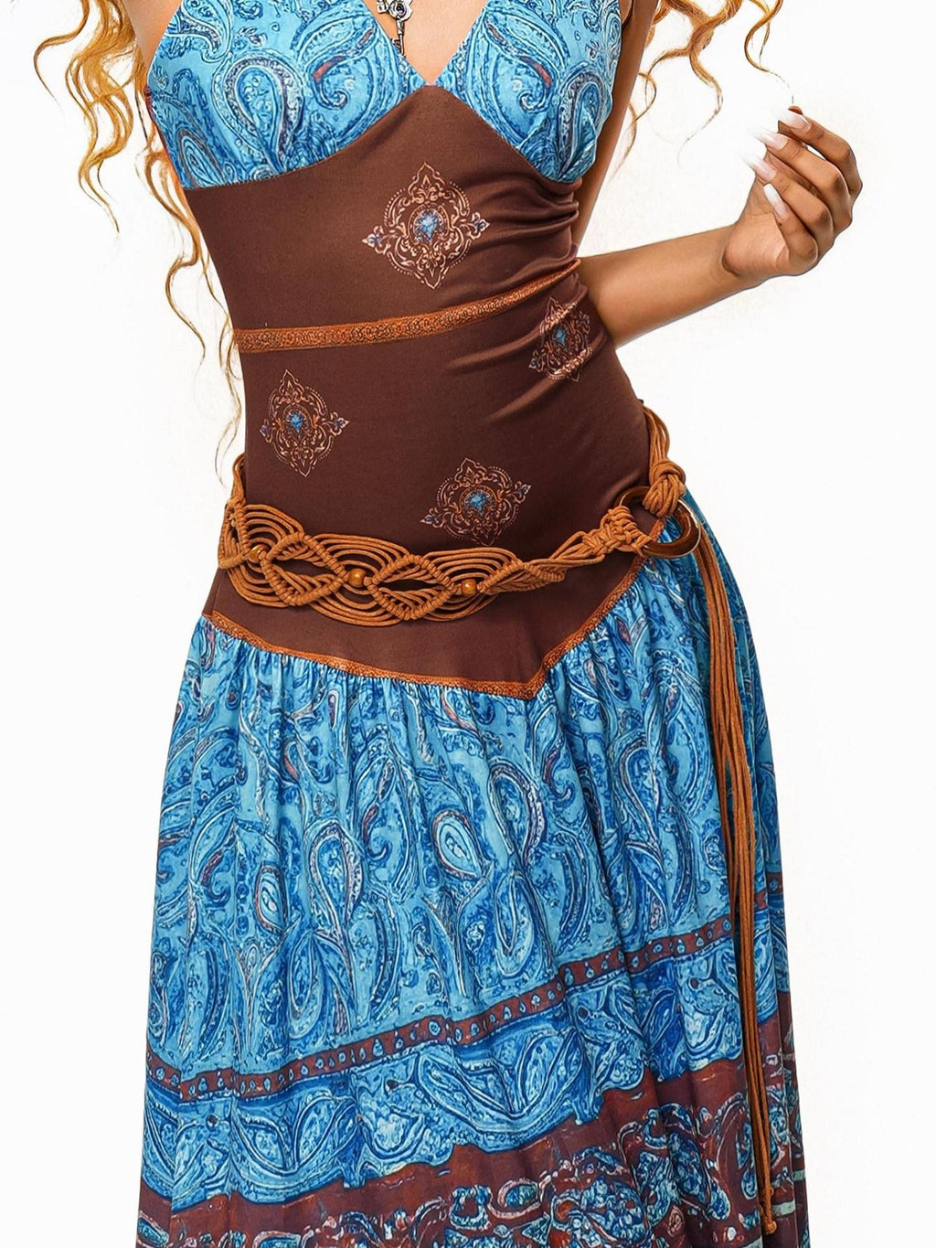 sugartiger Caramel Leopard Northwest Ethnic Handmade Crochet Woven Vintage Women's Belts