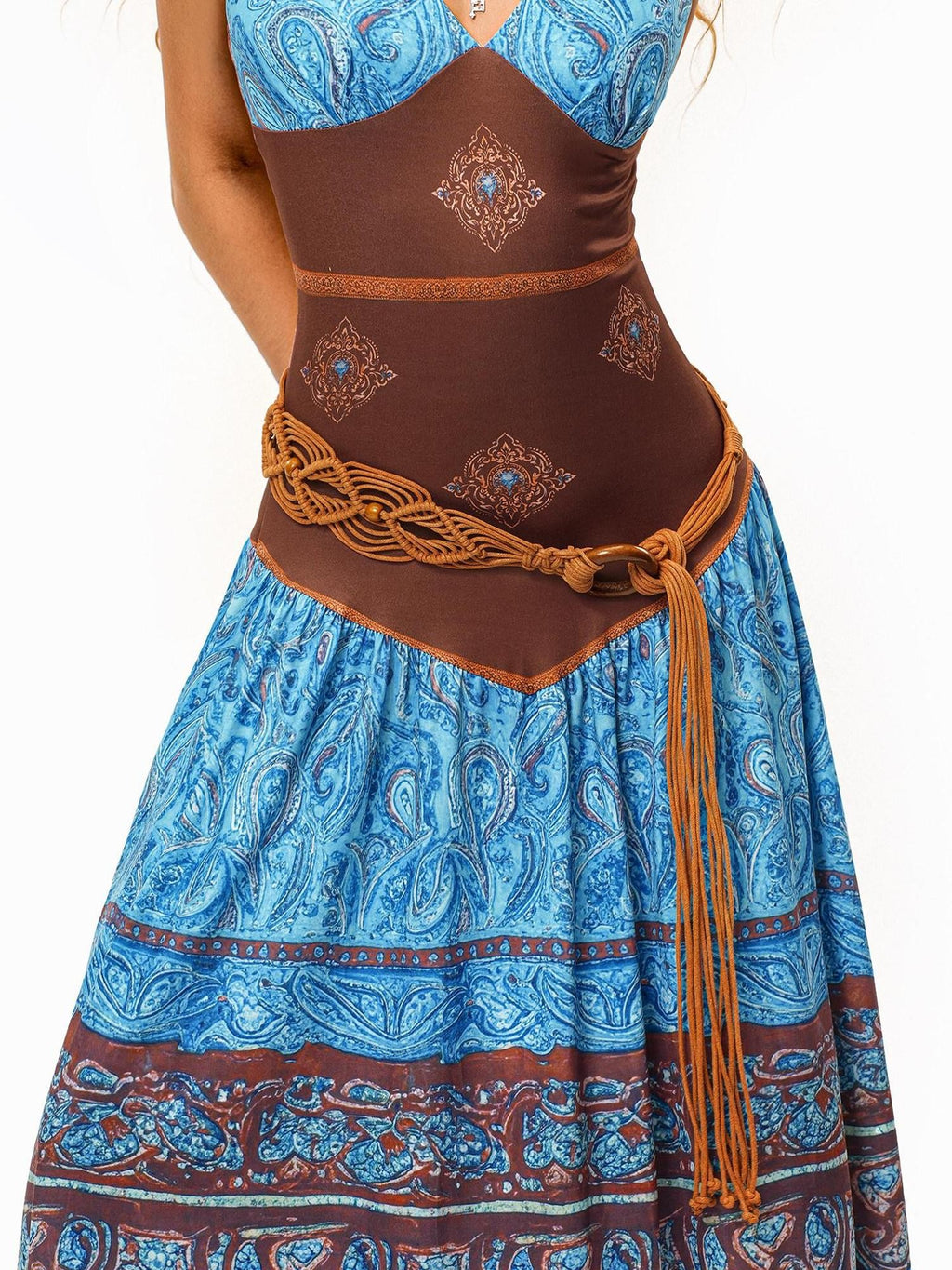 sugartiger Caramel Leopard Northwest Ethnic Handmade Crochet Woven Vintage Women's Belts
