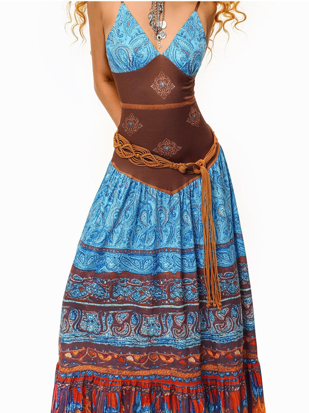 sugartiger Caramel Leopard Northwest Ethnic Handmade Crochet Woven Vintage Women's Belts