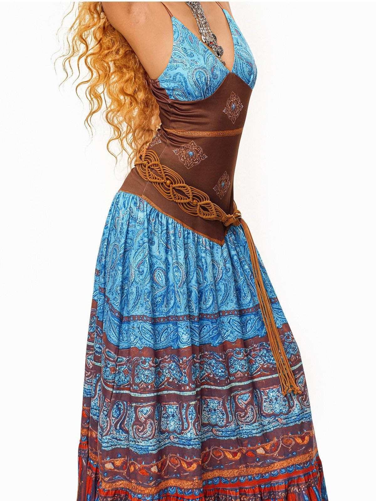 sugartiger Caramel Leopard Northwest Ethnic Handmade Crochet Woven Vintage Women's Belts