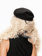 sugartiger Caramel Leopard Octagonal Flat Top Brim Splice Women's Pu Leather Berets