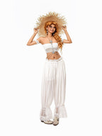 sugartiger Caramel Leopard Openwork Braided Wide Brim Women's Raffia Straw Sun Hats