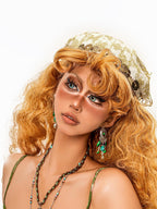 sugartiger Caramel Leopard Patchwork Floral Bohemian Women's Handwoven Knitted Headdresses