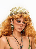 sugartiger Caramel Leopard Patchwork Floral Bohemian Women's Handwoven Knitted Headdresses