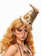 sugartiger Caramel Leopard Plaid Patchwork High Crown Mini Top Hat Women's Hair Accessories
