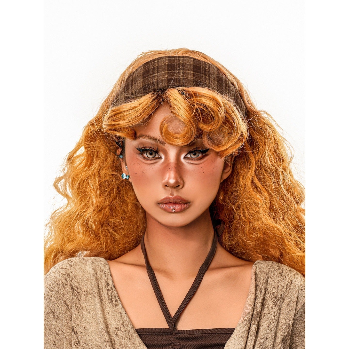 sugartiger_Caramel_Leopard_Plaid_Vintage_Wide_Band_High_Crown_Women's_Headdresses_1071225273173_MISSTT