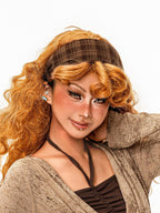 sugartiger Caramel Leopard Plaid Vintage Wide Band High Crown Women's Headdresses