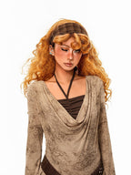 sugartiger Caramel Leopard Plaid Vintage Wide Band High Crown Women's Headdresses