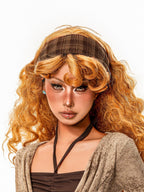 sugartiger Caramel Leopard Plaid Vintage Wide Band High Crown Women's Headdresses