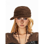 sugartiger_Caramel_Leopard_Pleated_Octagonal_Equestrian_Newsboy_Women's_Suede_Velvet_Berets_1039553059145_MISSTT