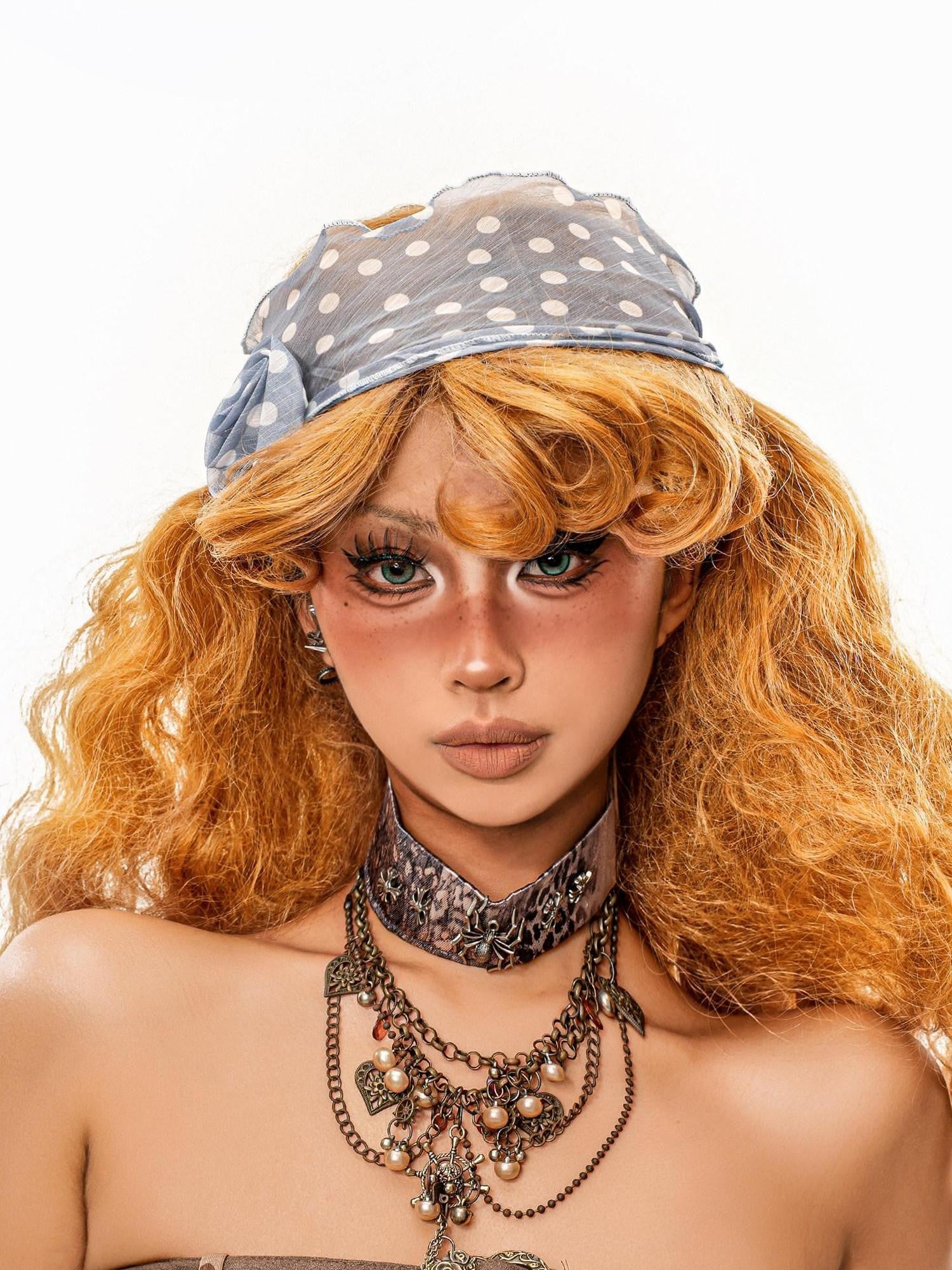 sugartiger Caramel Leopard Polka Dot Retro Women's Lightweight Square Scarf Hair Accessories