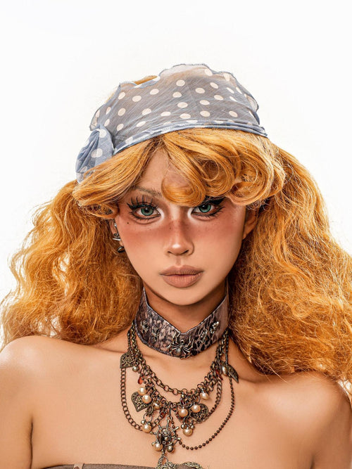 sugartiger Caramel Leopard Polka Dot Retro Women's Lightweight Square Scarf Hair Accessories