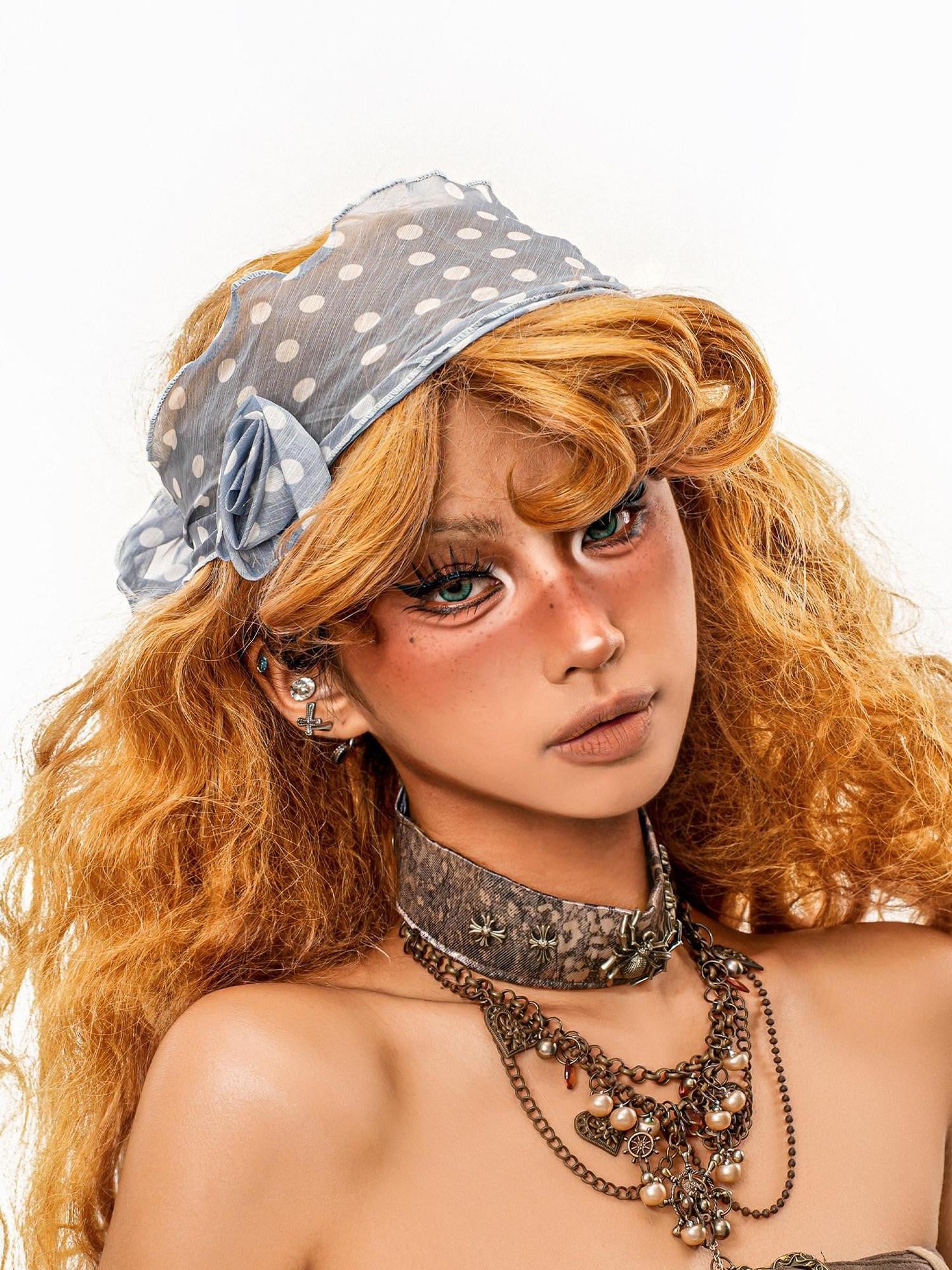 sugartiger Caramel Leopard Polka Dot Retro Women's Lightweight Square Scarf Hair Accessories