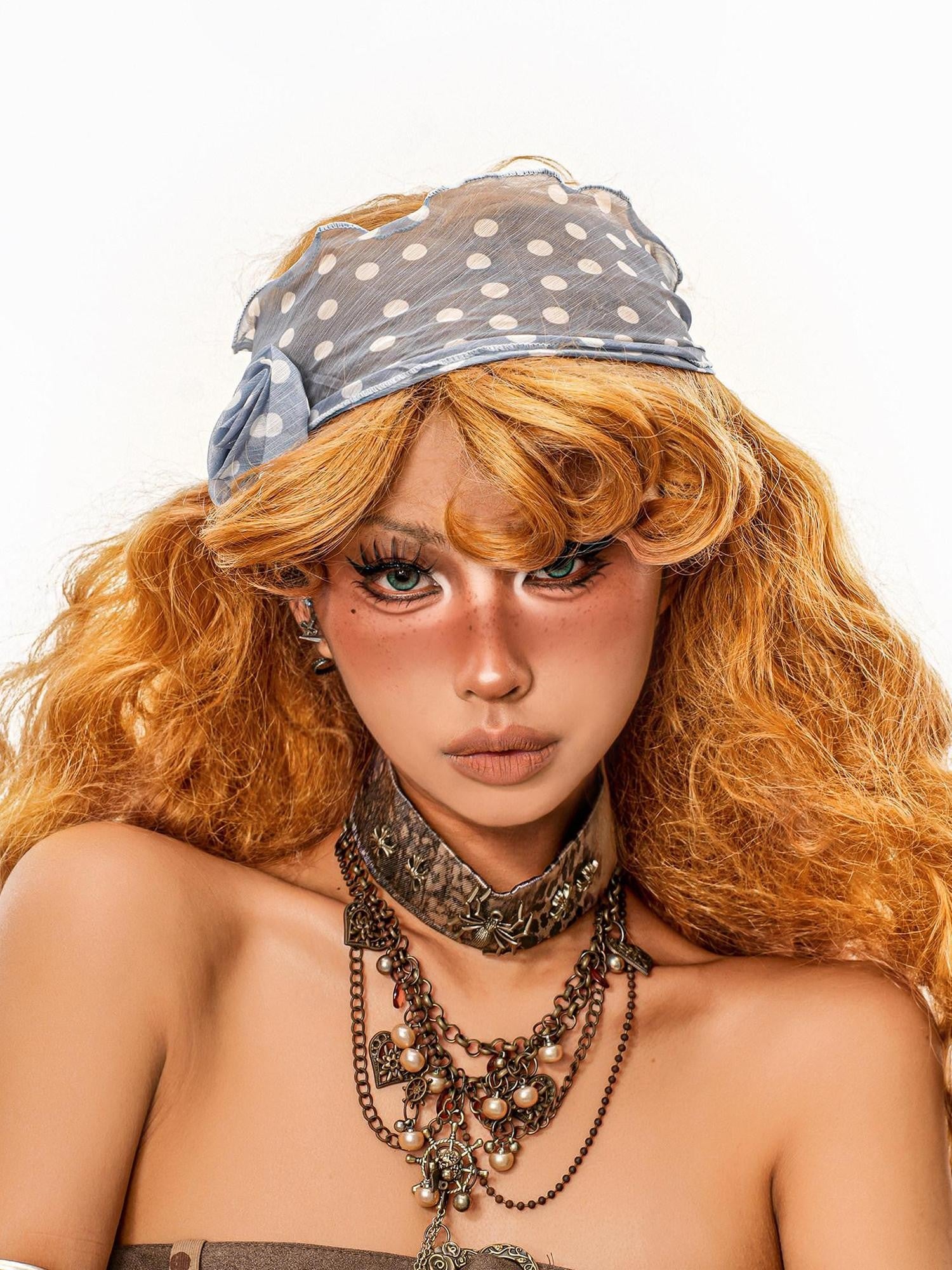 sugartiger Caramel Leopard Polka Dot Retro Women's Lightweight Square Scarf Hair Accessories