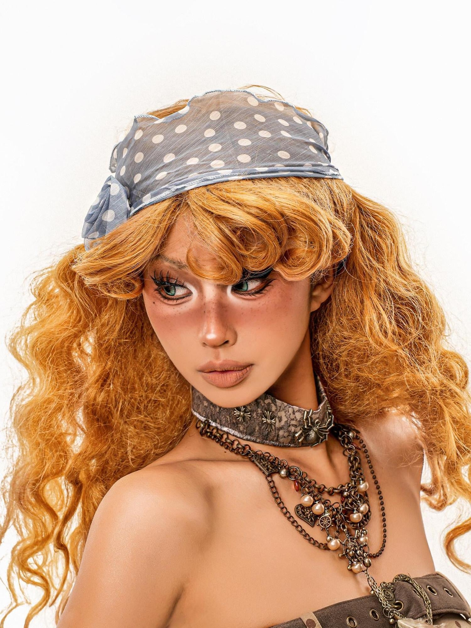 sugartiger Caramel Leopard Polka Dot Retro Women's Lightweight Square Scarf Hair Accessories