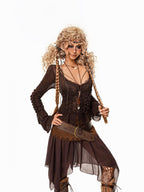 sugartiger Caramel Leopard Print Beaded Bohemian Forehead Chain Women's Headdresses