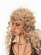 sugartiger Caramel Leopard Print Beaded Bohemian Forehead Chain Women's Headdresses
