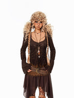 sugartiger Caramel Leopard Print Beaded Bohemian Forehead Chain Women's Headdresses
