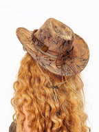 sugartiger Caramel Leopard Print Coin Tassel Tibetan Ethnic Wide Brim Women's Cowboy Hats