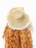 sugartiger Caramel Leopard Print Lace Trim Wide Brim Women's Straw Sun Hats