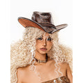 sugartiger_Caramel_Leopard_Print_Ruched_Flat_Top_Wide_Brim_Women's_Leather_Cowboy_Hats_1038388093003_MISSTT