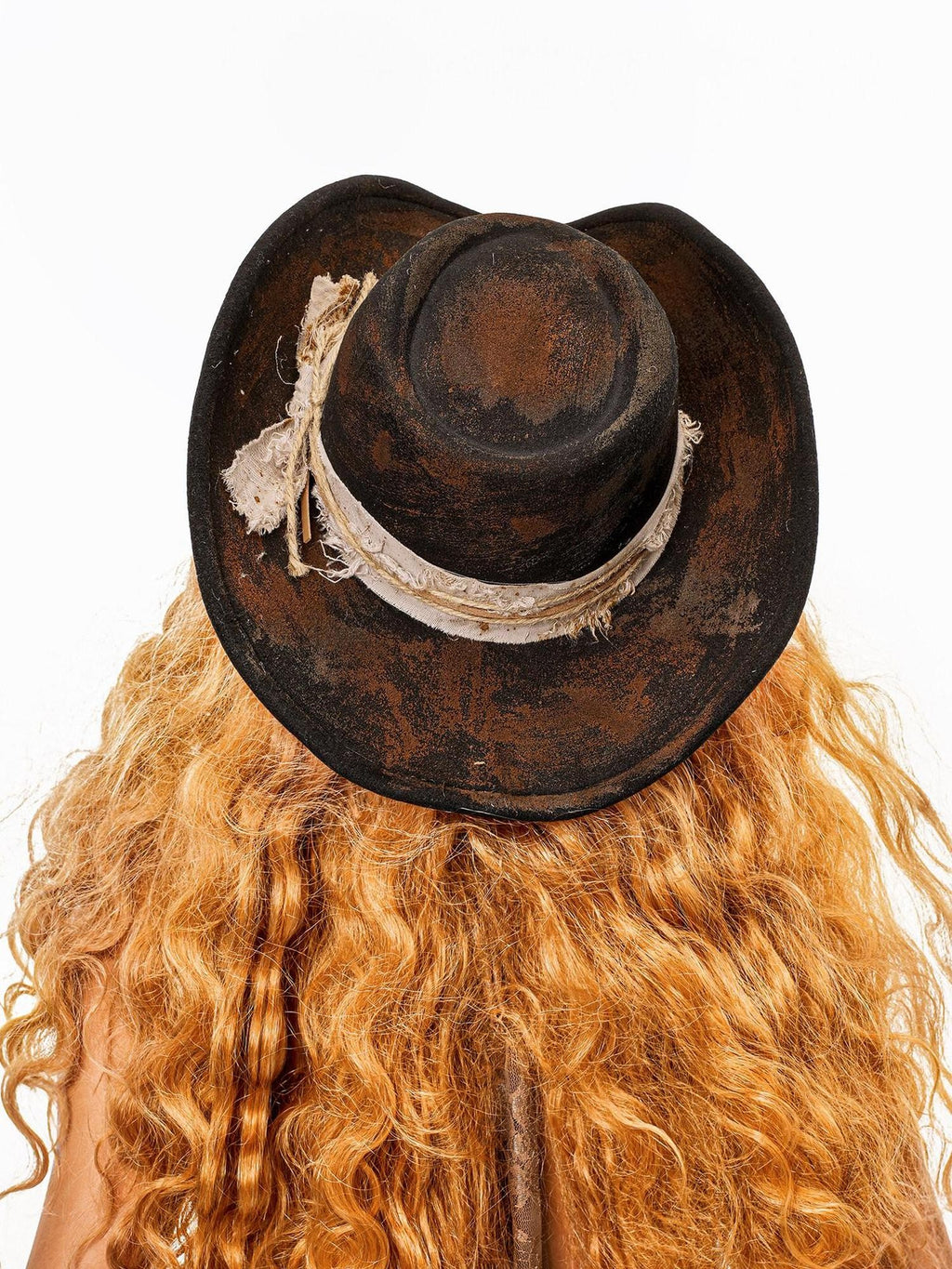 sugartiger Caramel Leopard Print Vintage Distressed Wide Brim Flat Top Women's Cowboy Hats