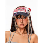 sugartiger_Caramel_Leopard_Red_Plaid_Cat_Patch_Open_Top_Cutout_Wide_Brim_Women's_Sun_Hats_1064433314109_MISSTT