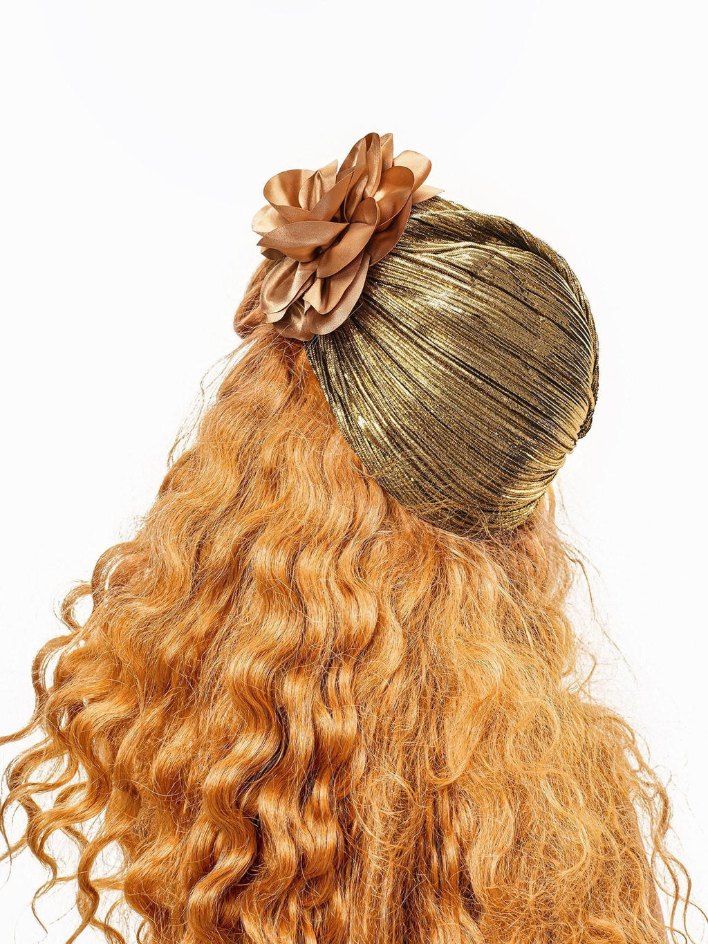 sugartiger Caramel Leopard Ruched Foil Stamped 3d Floral Women's Lurex Hair Accessories