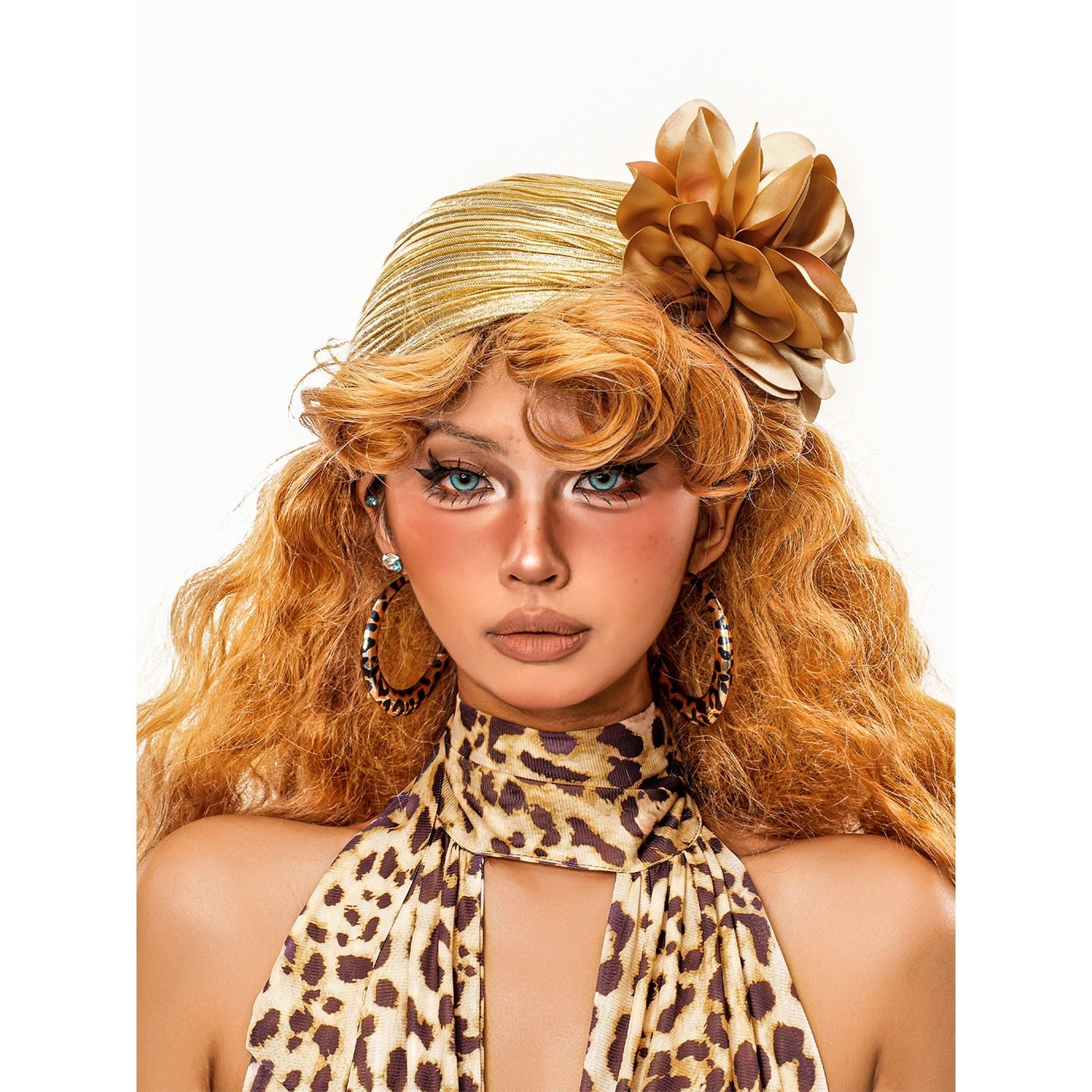 sugartiger_Caramel_Leopard_Ruched_Gold_Foil_Floral_Applique_Women's_Fedoras_1048709439544_MISSTT