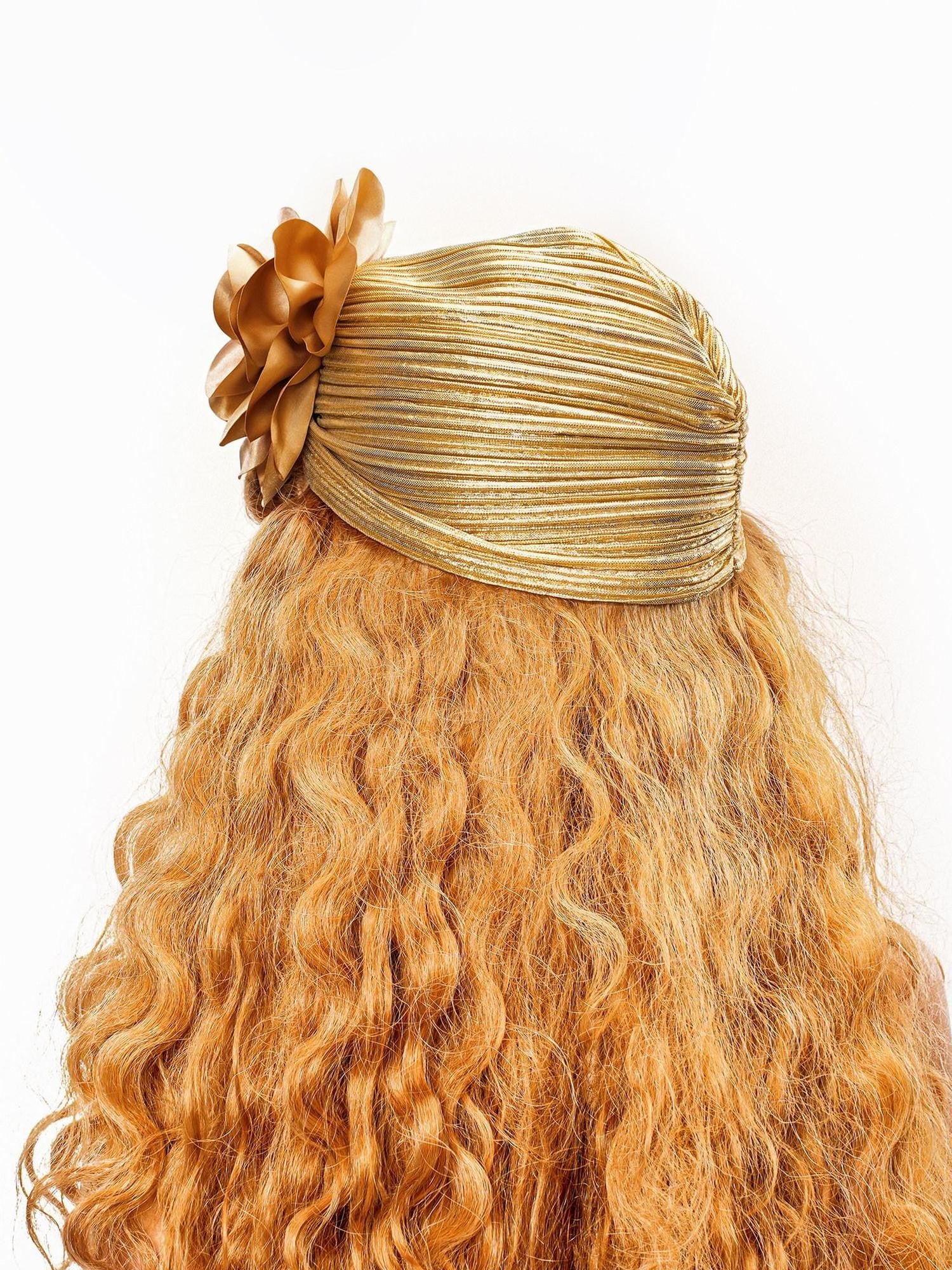 sugartiger Caramel Leopard Ruched Gold Foil Floral Applique Women's Fedoras