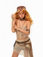 sugartiger Caramel Leopard Skull Skeleton Punk Arm Ring Women's Gold Tone Bracelets