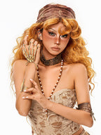 sugartiger Caramel Leopard Skull Skeleton Punk Arm Ring Women's Gold Tone Bracelets