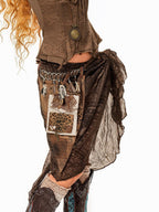 sugartiger Caramel Leopard Spliced Fringe Distressed Hippie Punk Women's Brown Belts