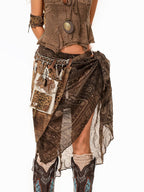 sugartiger Caramel Leopard Spliced Fringe Distressed Hippie Punk Women's Brown Belts