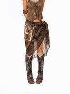 sugartiger Caramel Leopard Spliced Fringe Distressed Hippie Punk Women's Brown Belts