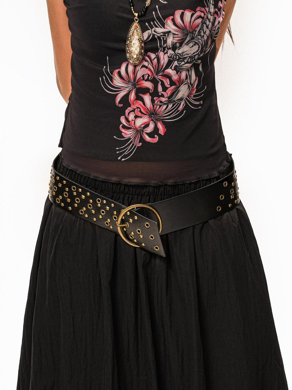 sugartiger Caramel Leopard Spliced Studded Western Punk Women's Wide Waist Cincher Belts