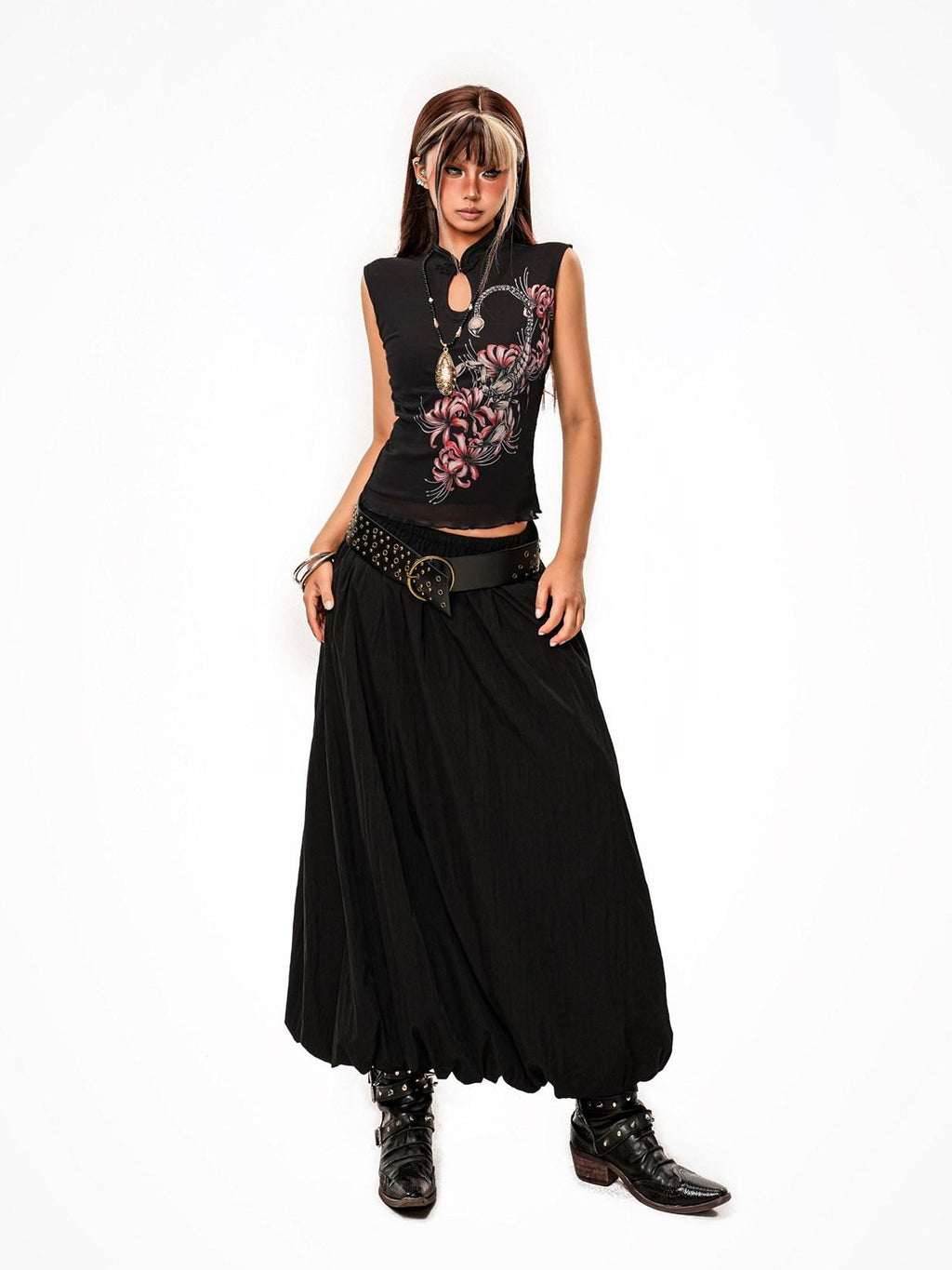 sugartiger Caramel Leopard Spliced Studded Western Punk Women's Wide Waist Cincher Belts