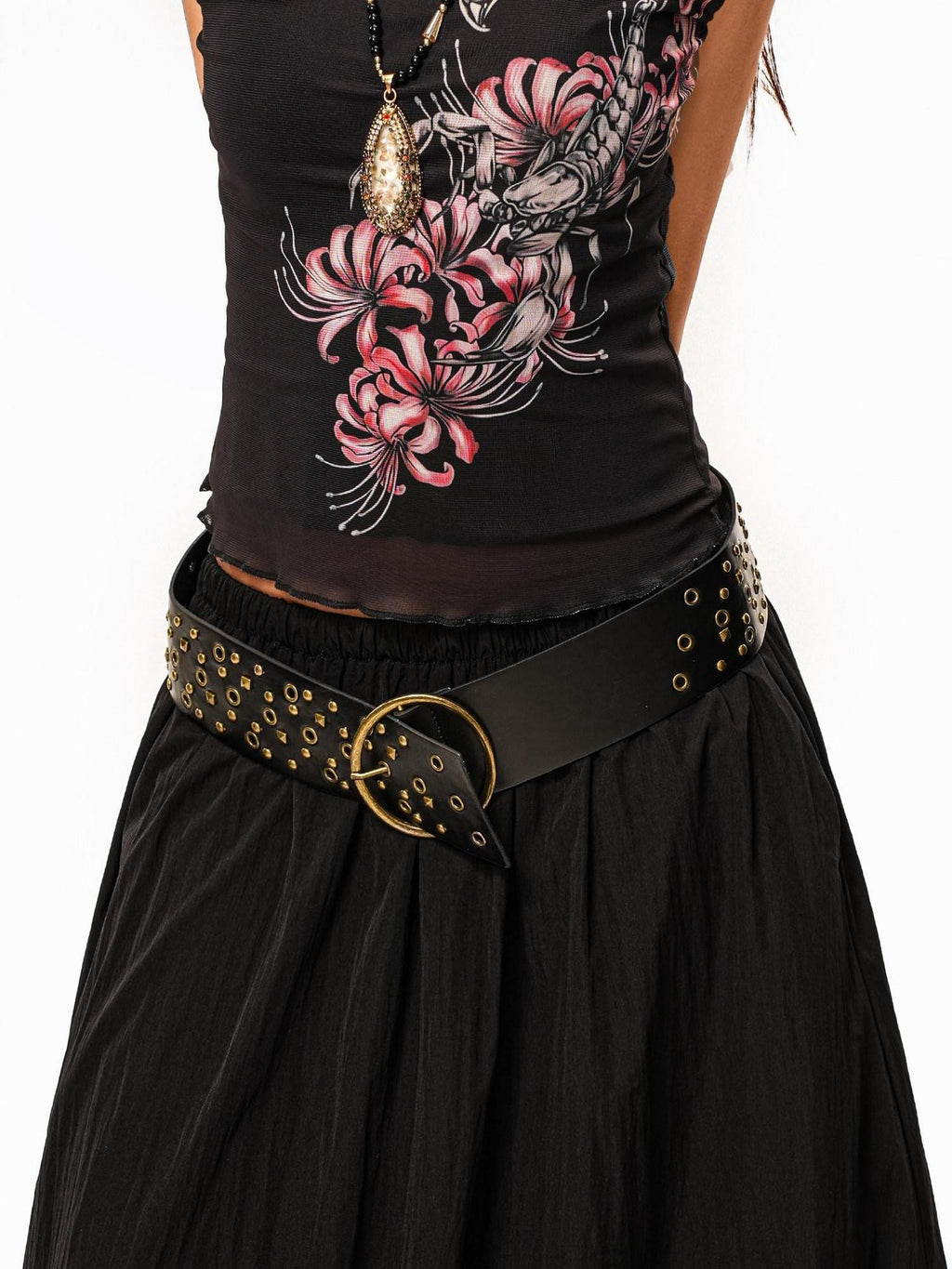 sugartiger Caramel Leopard Spliced Studded Western Punk Women's Wide Waist Cincher Belts