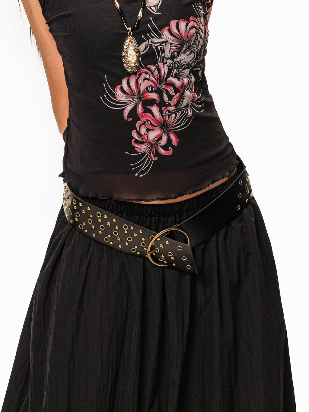 sugartiger Caramel Leopard Spliced Studded Western Punk Women's Wide Waist Cincher Belts