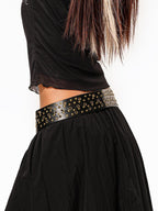 sugartiger Caramel Leopard Spliced Studded Western Punk Women's Wide Waist Cincher Belts