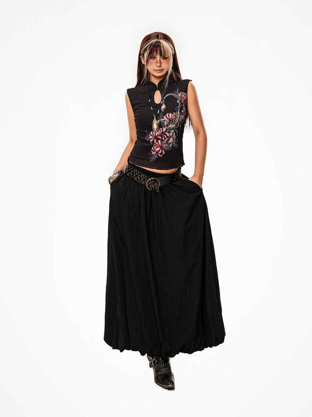 sugartiger Caramel Leopard Spliced Studded Western Punk Women's Wide Waist Cincher Belts