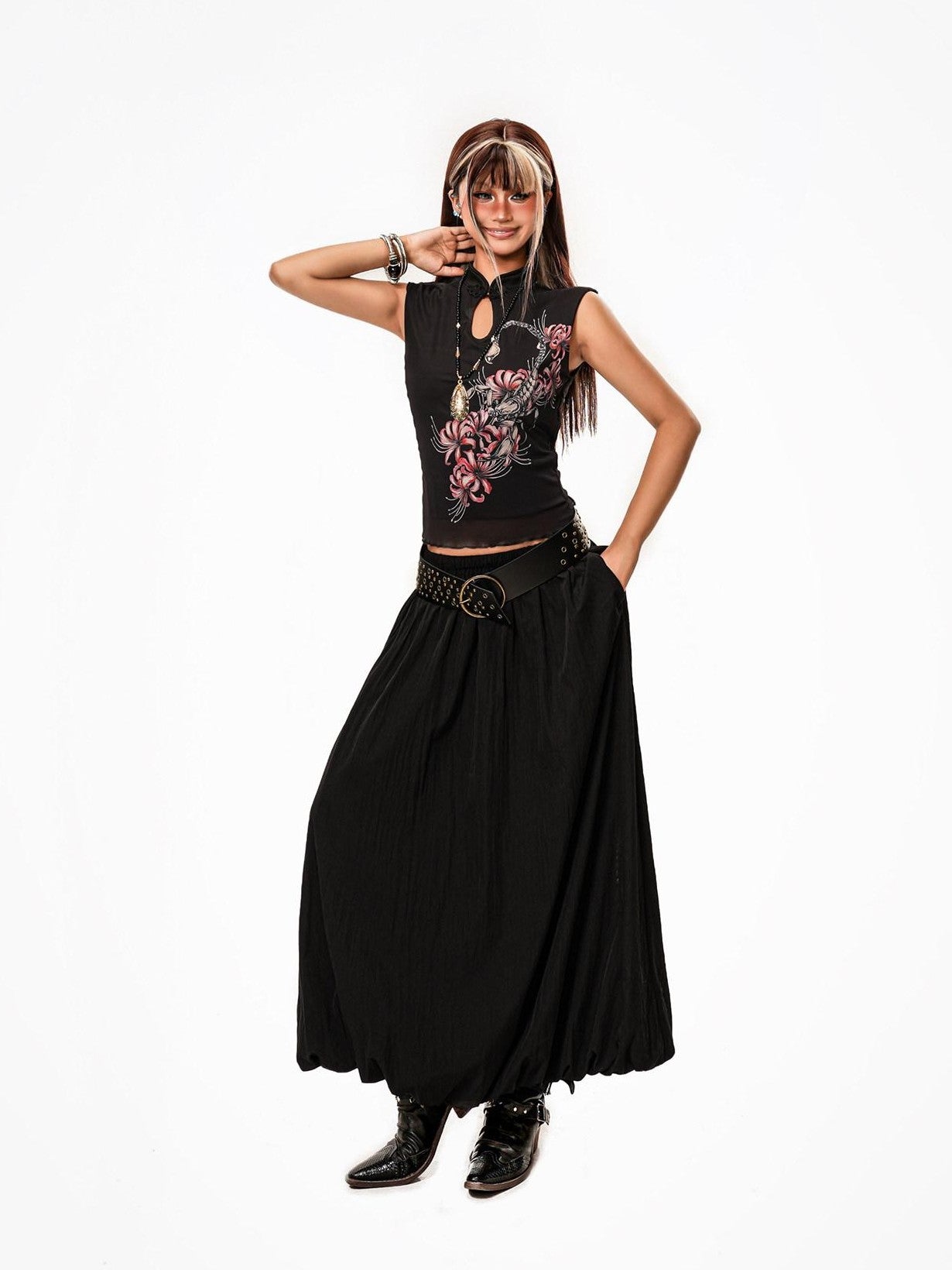 sugartiger Caramel Leopard Spliced Studded Western Punk Women's Wide Waist Cincher Belts