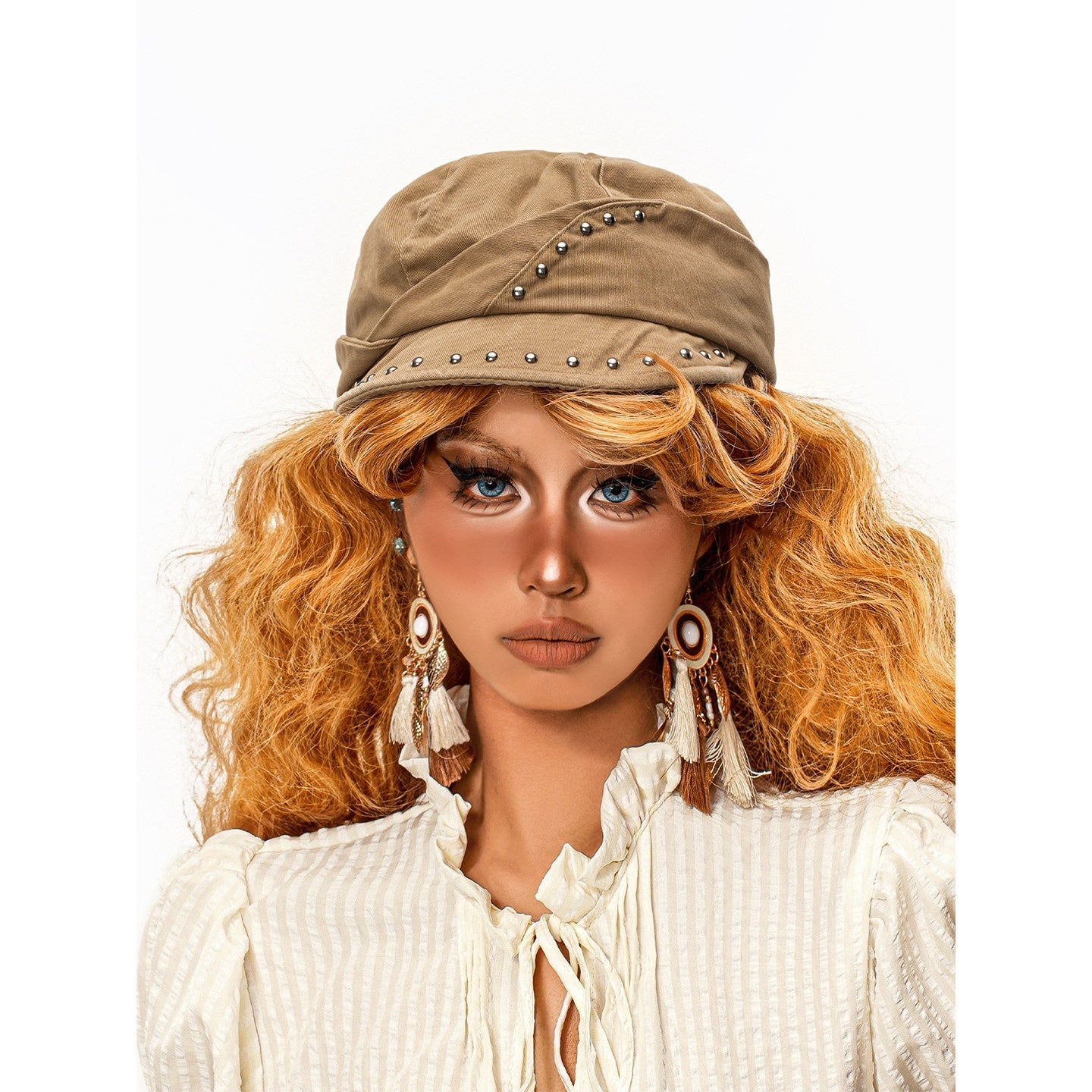 sugartiger_Caramel_Leopard_Studded_Patchwork_Vintage_Octagonal_Women's_Berets_1043300824980_MISSTT