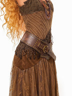 sugartiger Caramel Leopard Studded Patchwork Western Punk Women's Leather Belts