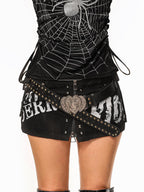 sugartiger Caramel Leopard Studded Spliced Y2k Vintage Antique Bronze Heart Women's Belts